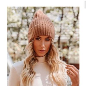 Vici Chilly Ribbed Beanie- Brown